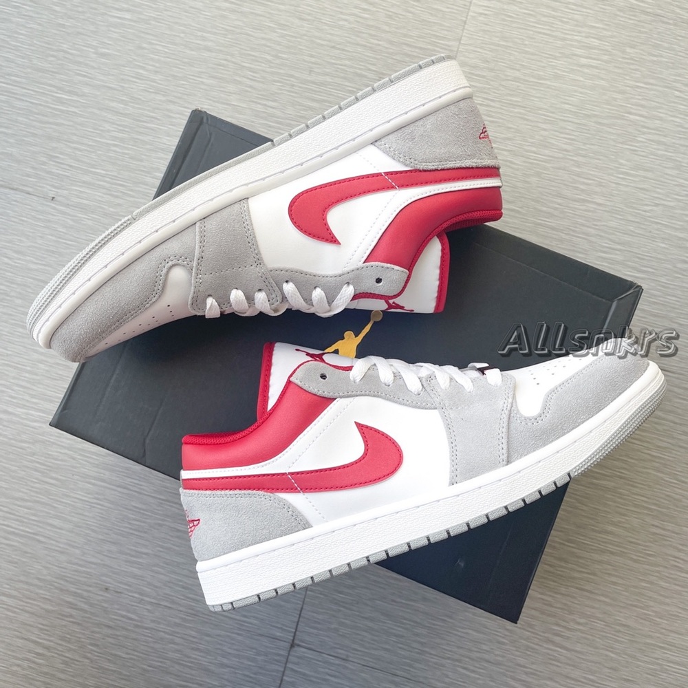 Air Jordan 1 Low Men’s Smoke Grey Red - Picture 4 of 5